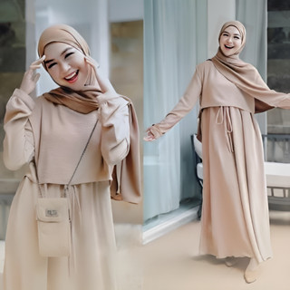 Gamis ชุดเดรส ผ้าฝ้าย POLY สีพื้น สําหรับผู้หญิง