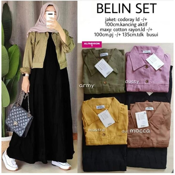 Hitam Belin Special Black Codoray Iner Maxy Rayon Twill Jacket Set