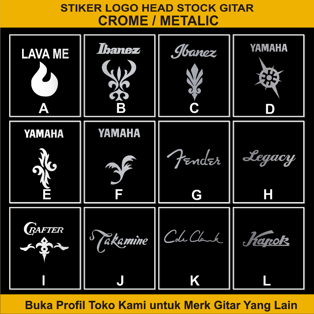 สติกเกอร์รูปลอก โลโก้หัวกีตาร์อะคูสติก - Brand LOGO Acoustic Guitar