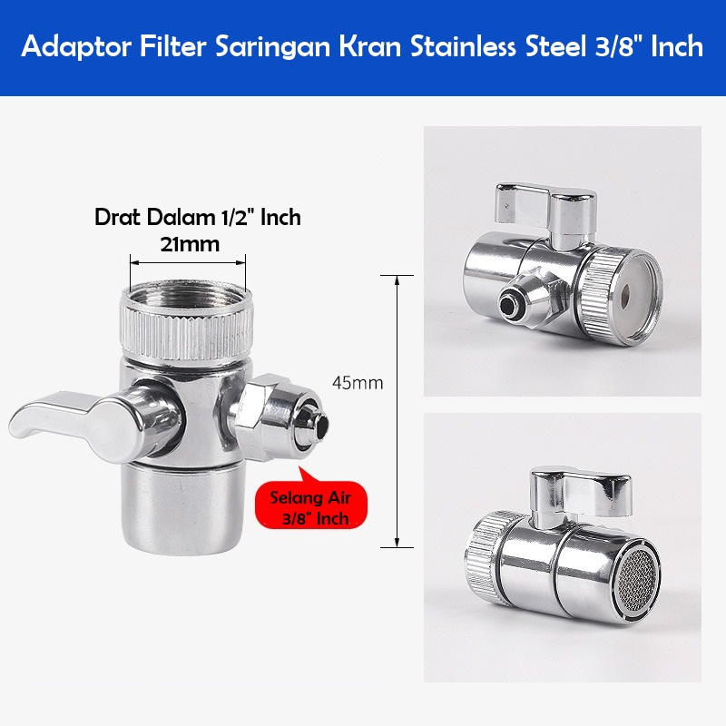 FLHM 277 3/8" นิ้วอะแดปเตอร์กรองก๊อกน้ําสแตนเลส - RO Faucet Diverter Connector Connector - คุณภาพสูง