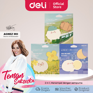 Deli กระดาษโน้ต ลายการ์ตูน 2 in 1 40 แผ่น 21563