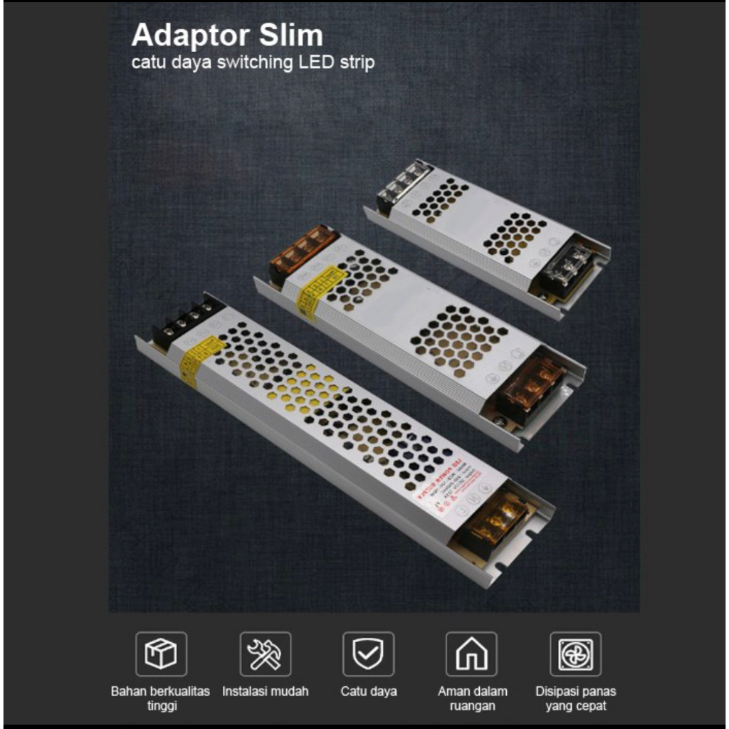 แหล่งจ่ายไฟ Slim 12V 5A 60W / 12V8.3A 100W / 12V12.5A 150W / 12V16.6A 200W / 12V25A 300W / 12V33.3A 