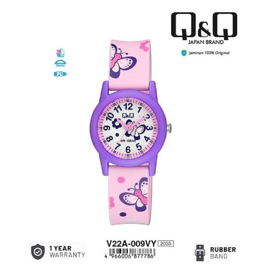 Q&Q QNQ QQ ORIGINAL RUBBER BAND KIDS WATCH CHILDRENS WATCH V22 V22A V22A-009VY
