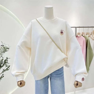 เสื้อกันหนาว เสื้อฮู้ดดี้ สเวตเตอร์ ลาย BERRY BASIC SWEATER CS FLEECE SIZE M L XL XXL สีชมพู ขาว เวอร์ไซซ์ สไตล์เกาหลี สําหรับผู้หญิง