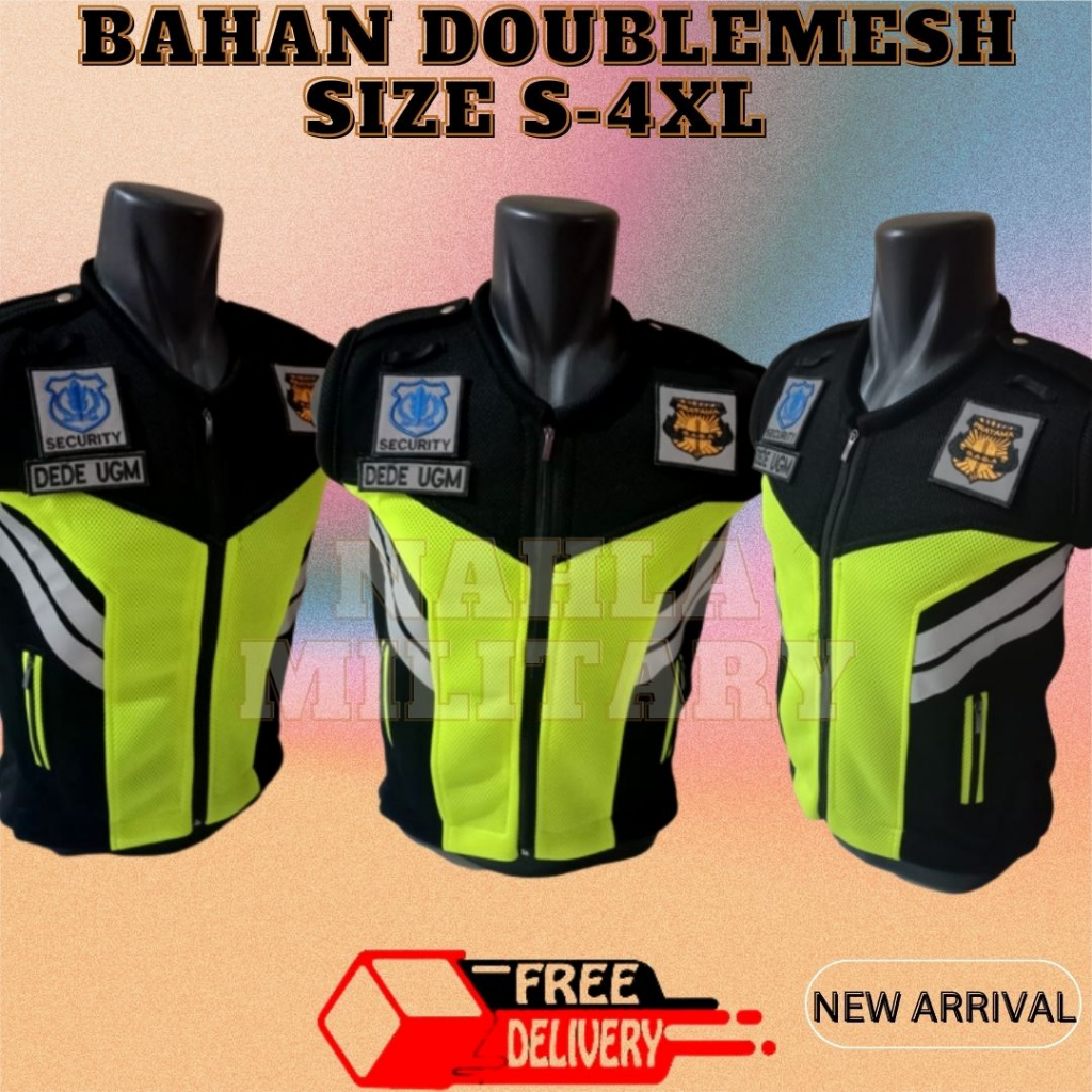 Hitam การ์ด SECURITY ใหม่ล่าสุด/ล่าสุด VEST/SECURITY หนาล่าสุด VEST-2023/DOUBLEMESH/SATPAM VEST/SEES