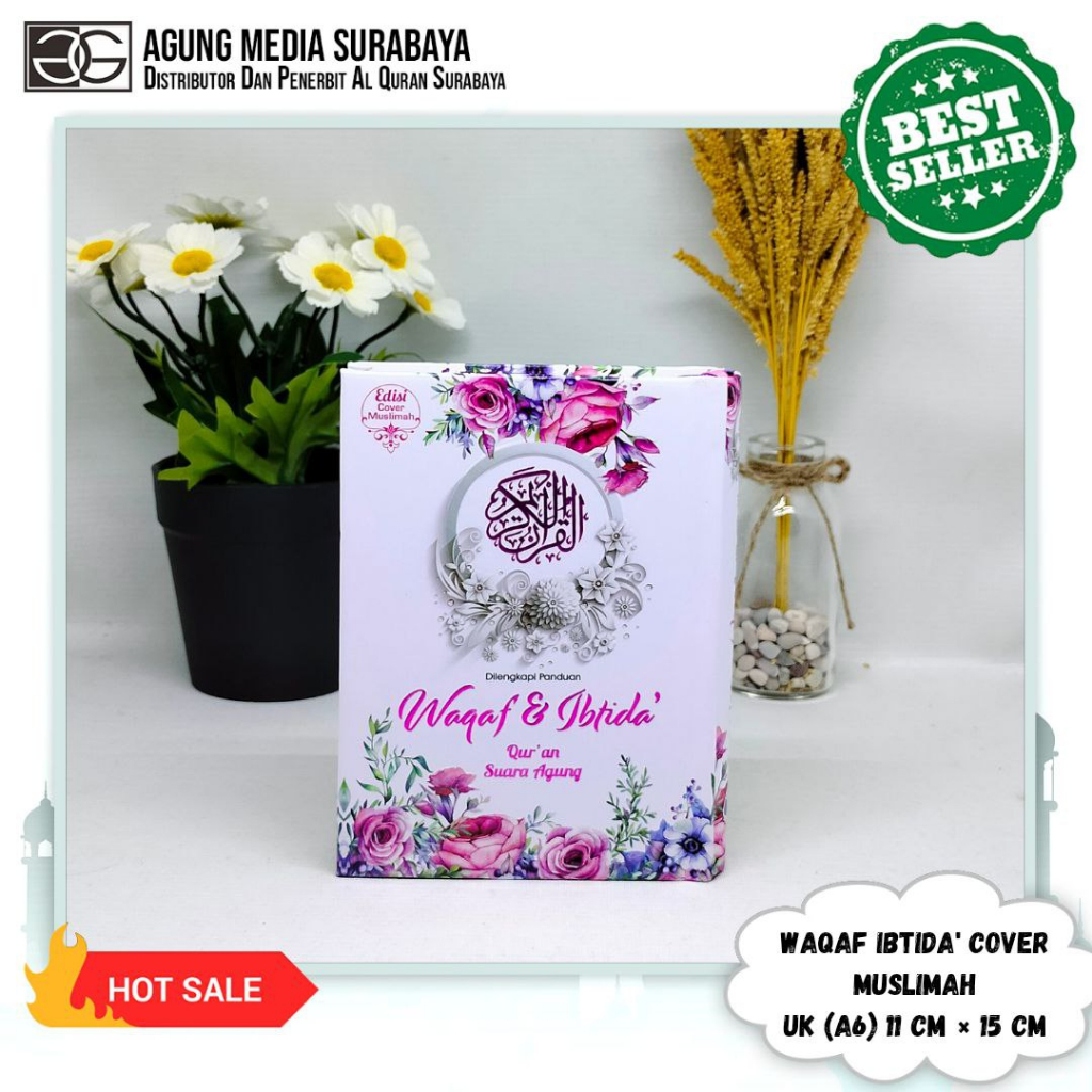 Quran Waqaf Ibtida Cover Muslimah A6, Quran Without Transmation, Quran Waqaf Ibtida A6, Quran 15 Lin