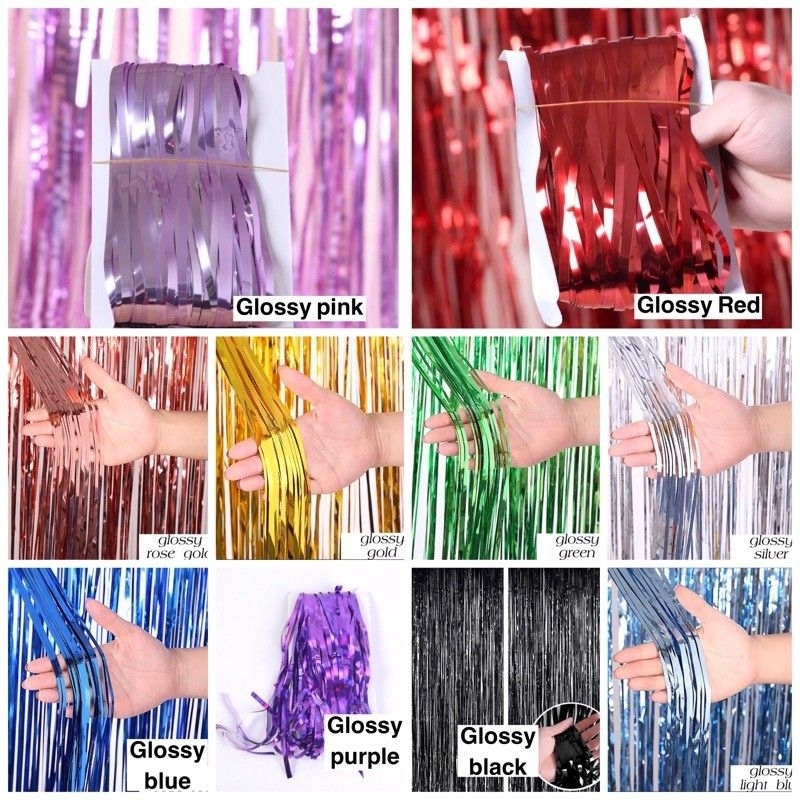 MERAH FOIL CURTAINS/DECORATION CURTAINS/BIRTHDAY CURTAINS/RED และ WHITE CURTAINS/TASSELS
