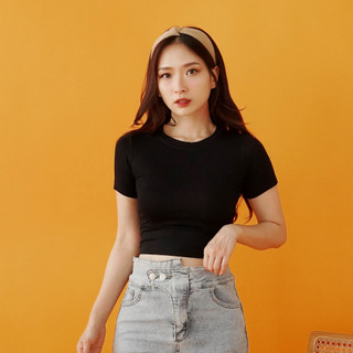 OROY Kaos Polos Korean Atasan Crop Top Tee Wanita Basic OR0250