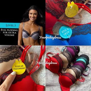 Varette Super Pushup Bombshell Satin Lace Bra push up BH Import Branded Hnm Thick Foam Bra BH level 3 push up cleavage boost เพิ่มขนาดชุดชั้นในรองรับเต้านมหลวมชุดชั้นในส่งออกที่เหลือ