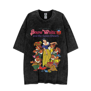 เสื้อยืด ขนาดใหญ่ พิมพ์ลาย Baju Snow White And The Seven Dwarfs สไตล์วินเทจ