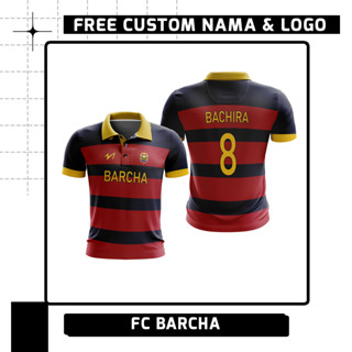 เสื้อโปโลแขนสั้น ลายทีมชาติฟุตบอล Tiedye Fc Barcha Ver สีฟ้า