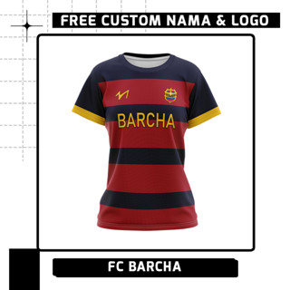 เสื้อกีฬาฟุตบอล ทีม Fc Barcha Ver สีฟ้า สําหรับผู้หญิง