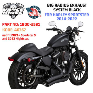 VANCE HINES BLACK BIG RADIUS EXHAUST SYSTEM BLACK FOR HARLEY SPORTSTER 2014-2022 1800-2591 KODE 46367