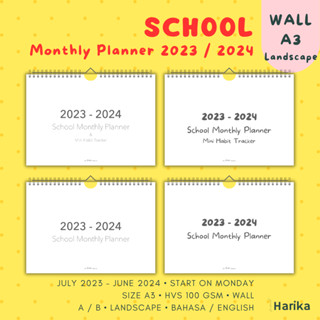 แพลนเนอร์รายเดือน สําหรับโรงเรียน 2023-2024 | A3 | ผนัง