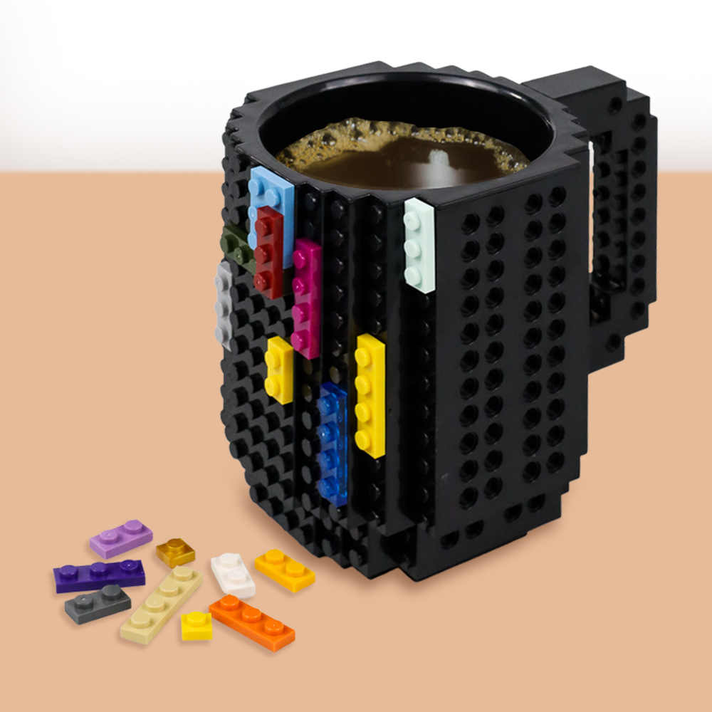 VKTECH LEGO Build-On Brick Toy Cup 350 ml - 936SN - สีดํา