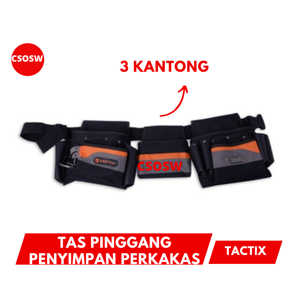 Hitam Tactix Tool Storage กระเป๋าคาดเอวเครื่องมือสีดําเข็มขัด