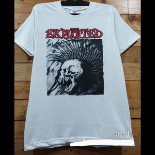 เสื้อยืด โลหะ PUNK ROCK Music ALTERNATIVE THE EXPLOITED สีขาว ของแท้ PRAPATAN REBEL