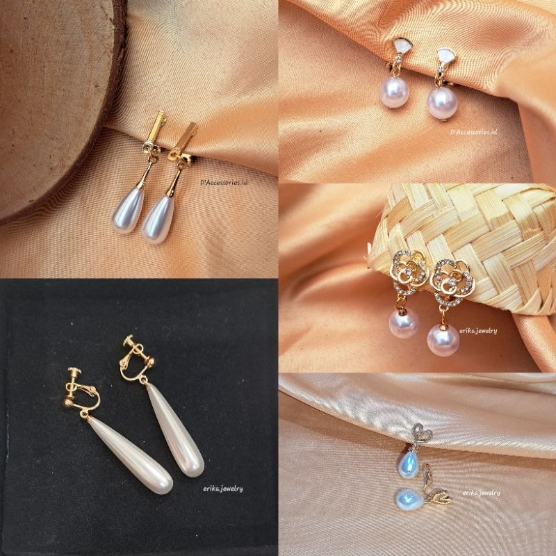 ต่างหูคลิปมุก Lulu / ต่างหูหนีบมุกยาว Erika Jewelry