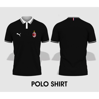 เสื้อโปโลแขนสั้น คอปก พิมพ์ลายโลโก้ Ac Milan สําหรับผู้ชาย