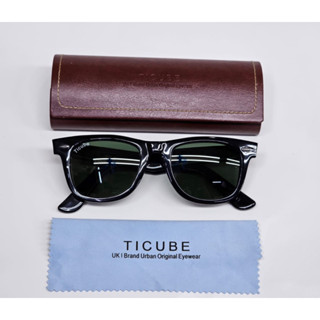 ใหม่ TICUBE WAYFARER แว่นตากันแดด เนื้อเงา สีดํา สําหรับผู้ชาย