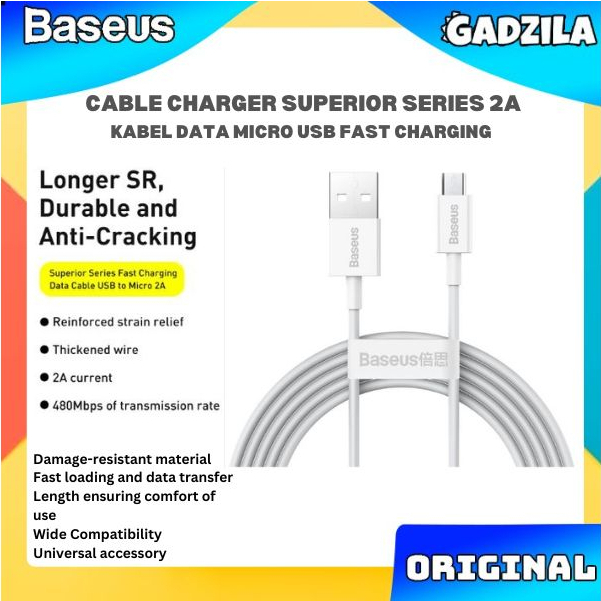Baseus Superior Series สายชาร์จ Micro USB สายชาร์จเร็ว 2A Samsung Galaxy J7 A6+ J6 J2 Pro Note 5