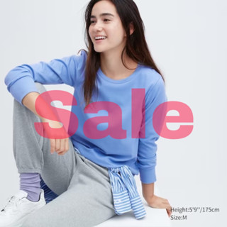 Uniqlo เสื้อยืด คอกลม ผ้าฝ้ายนิ่ม ยืดหยุ่น สําหรับผู้หญิง￼