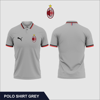 เสื้อโปโลแขนสั้น คอปก ลายโลโก้ Ac Milan แบบดั้งเดิม สําหรับผู้ชาย และผู้หญิง