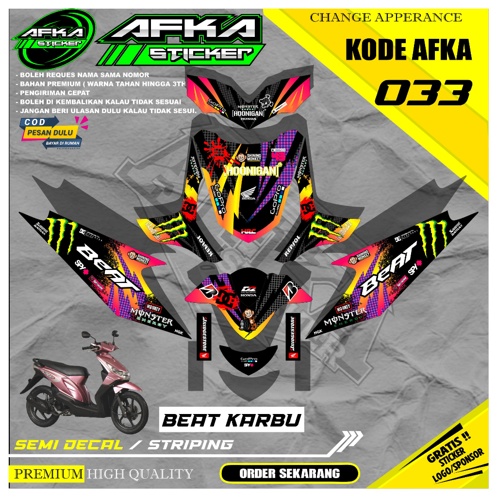 BEAT KARBU Decal Sticker Variation - Full Body Racing Motif Last Design.AK-047