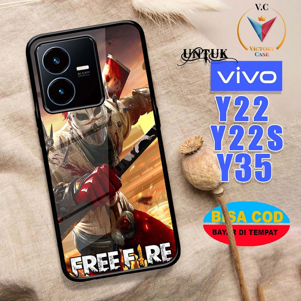 HP Glossy Softcase เคสโทรศัพท์สําหรับ VIVO Y22 Y22S Y35 ฟรี FIRE ซิลิโคนแก้วพรีเมี่ยมเคสโทรศัพท์