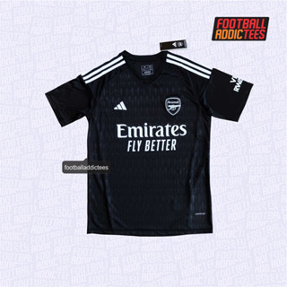 เสื้อกีฬาแขนสั้น ลายทีมผู้รักษาประตู GK สีดํา 2023/2024