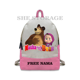 Masha AND THE BEAR กระเป๋านักเรียน พิมพ์ลาย NAMA สําหรับเด็ก