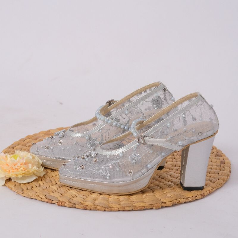 Syhafira - Casandra Wedding Shoes 9 cm Silver Wedding Shoes