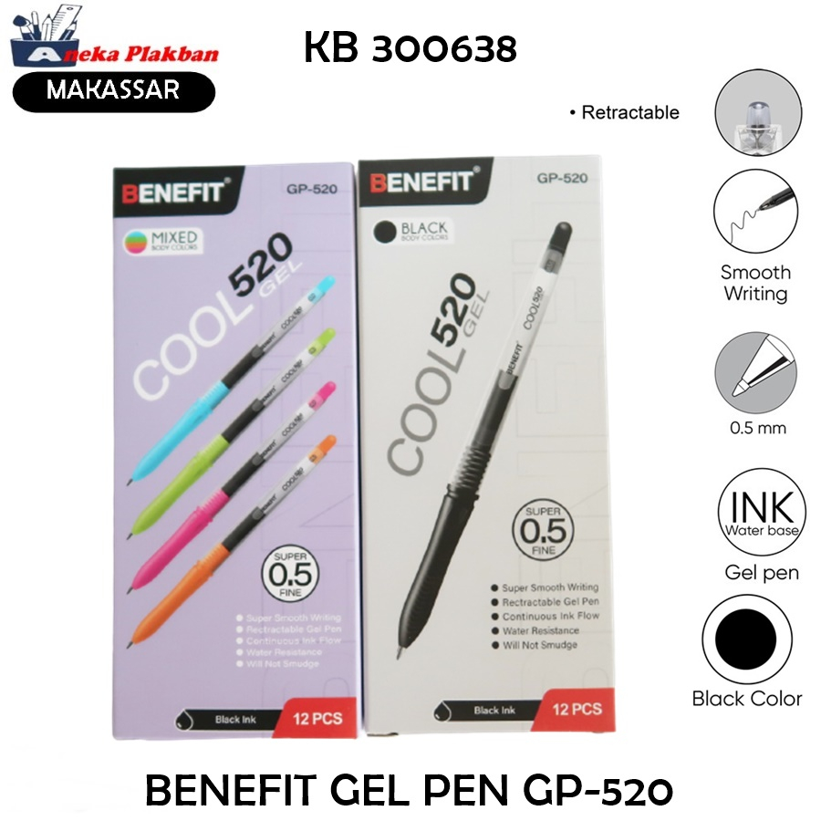 [กล่อง/12ชิ้น] BENEFIT GP-520 GEL PEN GP-520