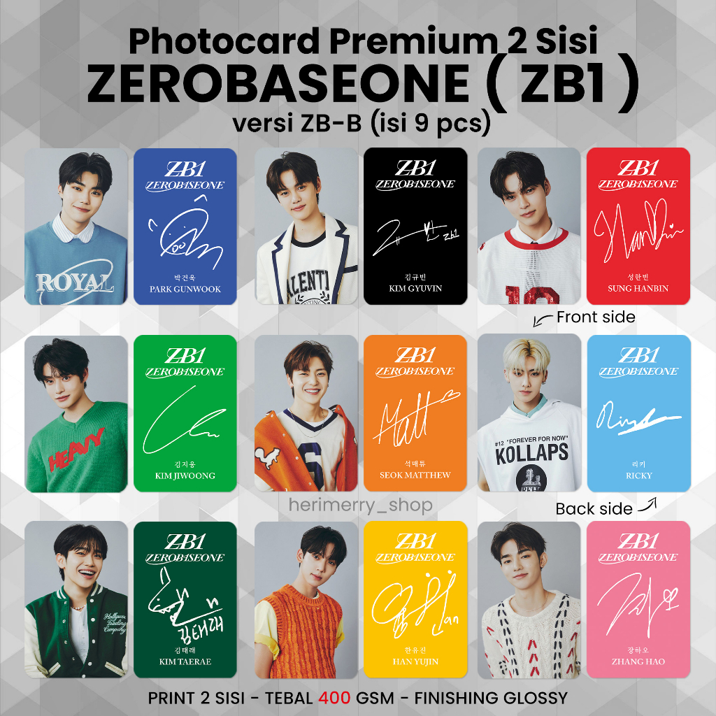 (CONTENTS 9 ชิ้น) ZB1 ZEROBASEONE Photocard Pre Debut KCON - พรีเมี่ยม 2 ด้าน Photocard Kpop Merch U