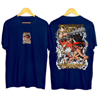 Kaos เสื้อยืดผ้าฝ้าย พิมพ์ลายอนิเมะ ONE PIECE SERIES 30s Convection สีดํา สําหรับผู้ชาย และผู้หญิง ไซซ์ s มล. xl xxl 3xl 4xl 5xl 6xl