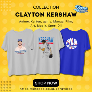 เสื้อยืด ผ้าฝ้าย พิมพ์ลาย Clayton Kershaw Los Angeles Player สําหรับผู้ชาย