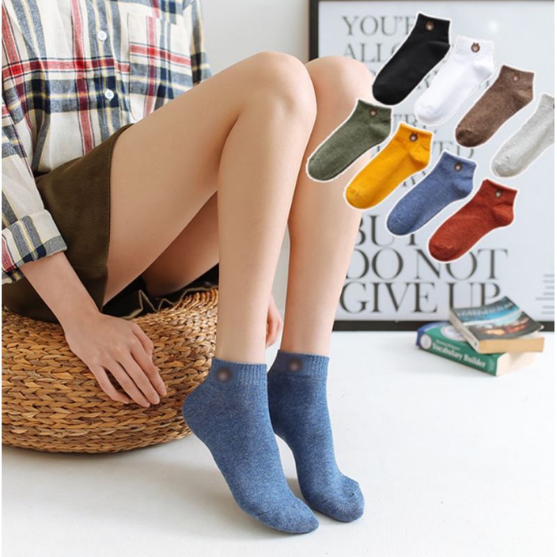 K004 ถุงเท้าหมีสีน้ําตาลสั้นผู้ใหญ่ / CUTE ANKLE SOCKS ANKLE SOCKS