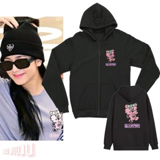 Jisoo ZIPPER เสื้อแจ็กเก็ต มีฮู้ด ลายโลโก้ BP x Ferd Bpink Char BSR