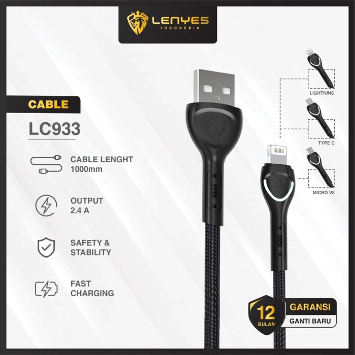 Myroots X Lenyes Data Cable Lenyes Fast Charging Micro Usb Type C Quick Charge 2.4A Anti-Break Led L