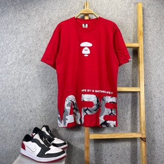 เสื้อยืด BAPE A BATHING APE AAPE DOWN RED