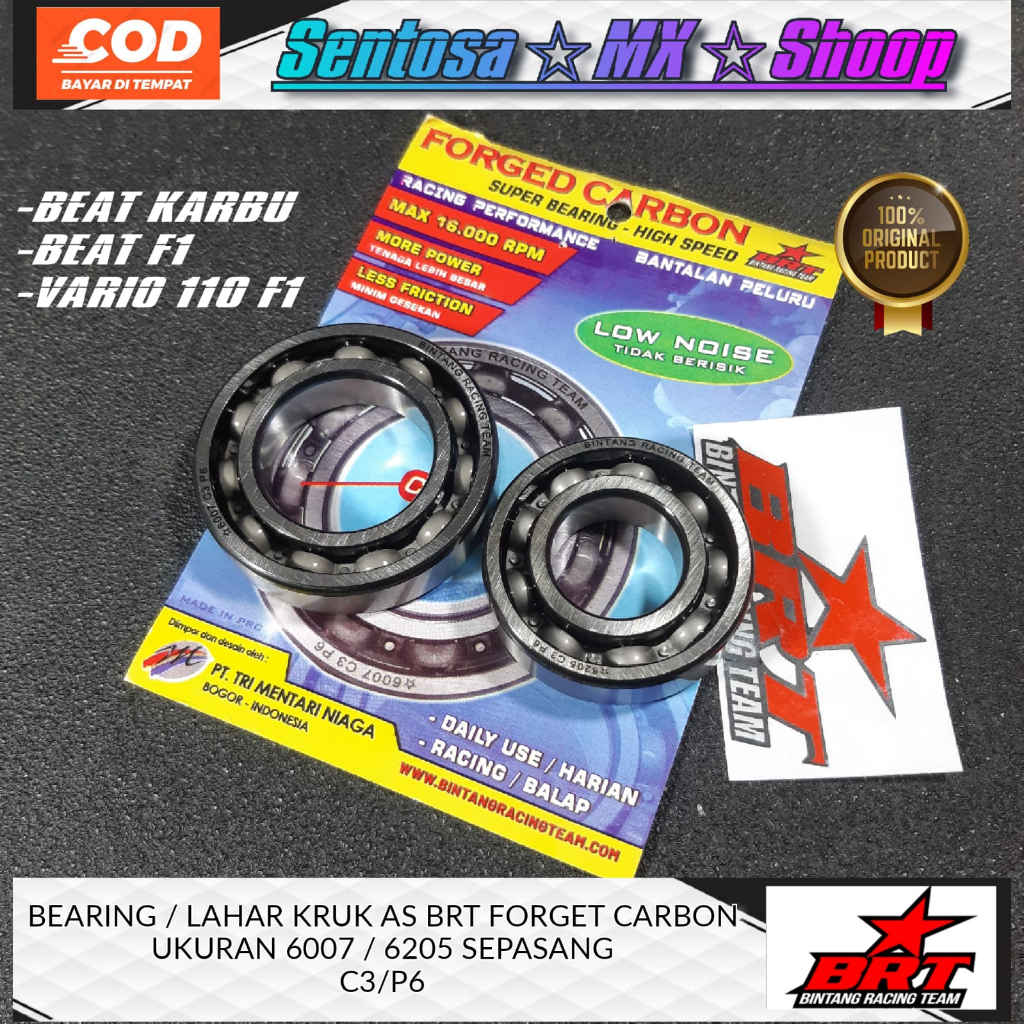 [ BRT 6205 & 6007 PAIR ] BEARING / LAHAR / KRUK AS RACING C3/P6 BEAT CARBON | ตี F1 | VARIO110 F1