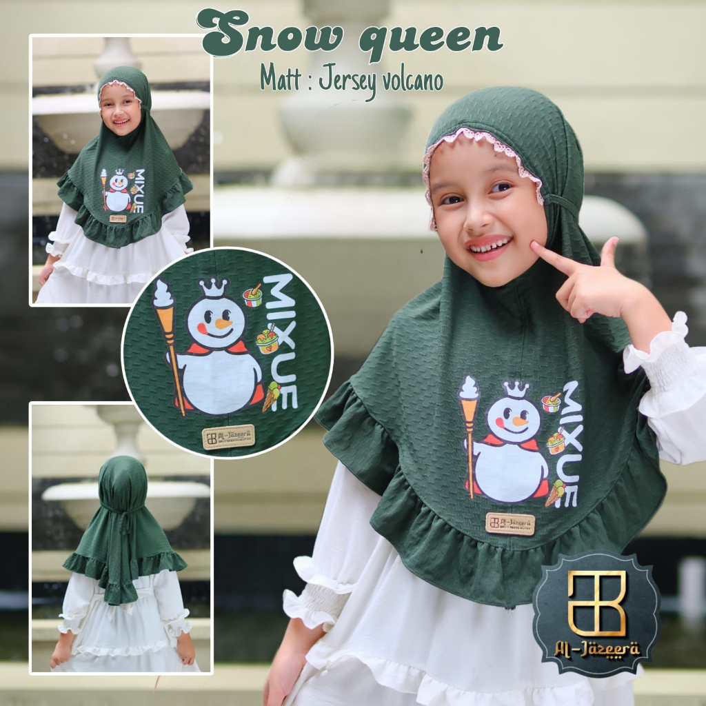 DAHI WRINKLED CHILDRENS HIJAB REMPEL MATT JERSEY VOLCANO BY AL-JAZEERA - MIX*UE SNOW QUEEN