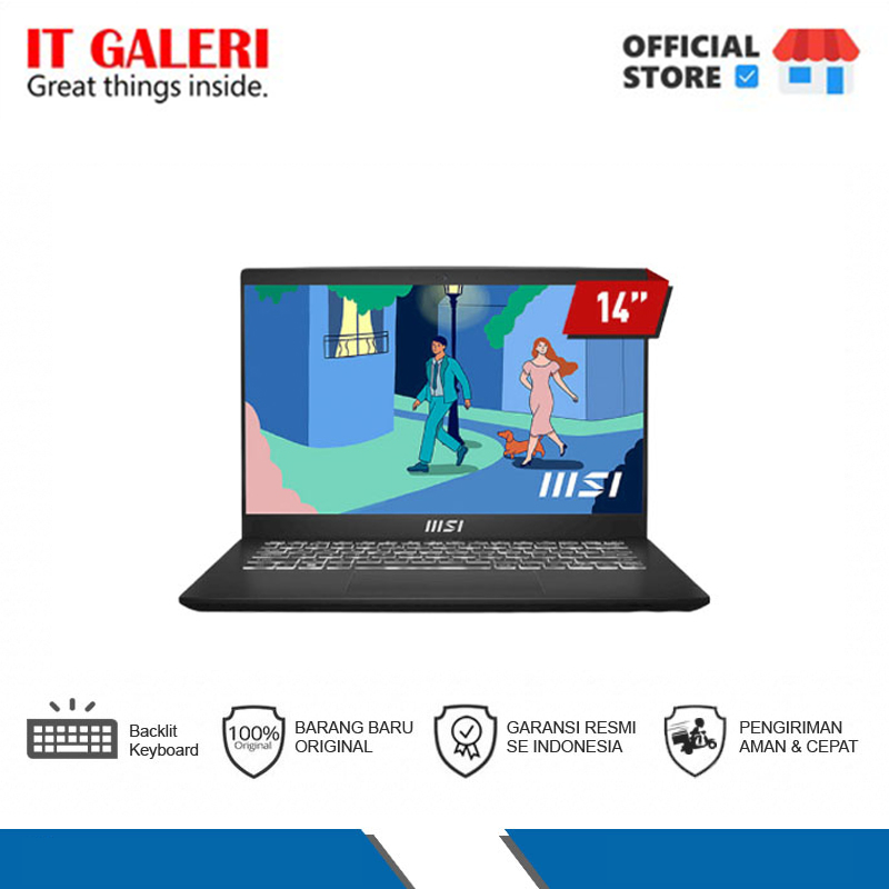 Msi โมเดิร์น 14c11m (9S7-14J312-243) Core i3-1115G4 8GB 512GB SSD 14Ghz FHD IPS Win 11home Classic ส