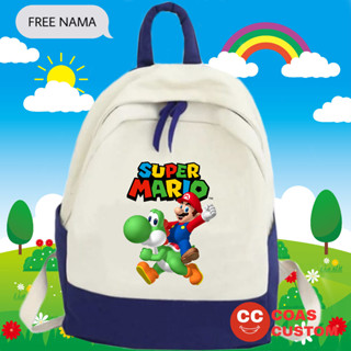 [ฟรีชื่อพิมพ์] กระเป๋าเป้สะพายหลัง พิมพ์ลาย super mario สําหรับเด็กนักเรียน