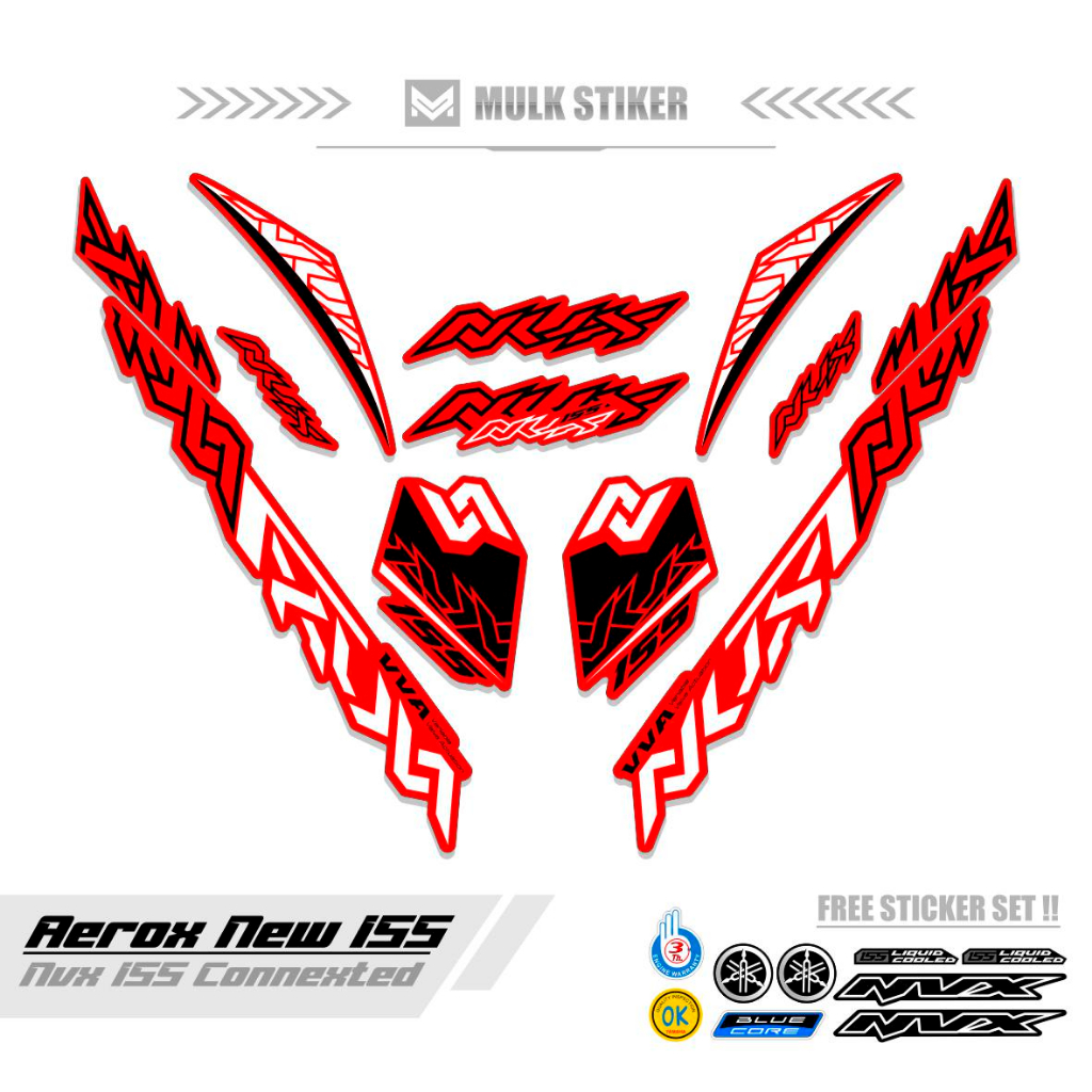 STRIPING AEROX 155 ใหม่ CONNETED MOTIF 20 / สีคอมโบ / ฐานสีดํา / AEROX 155 สติ๊กเกอร์เชื่อมต่อ / AER