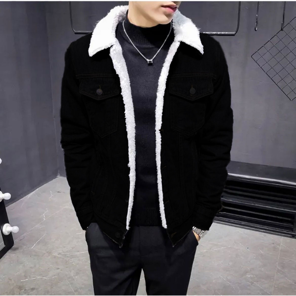 Sherpa DENIM JEANS Jacket/Men Womens JEANS Jacket/DENIM Jacket - Mens SHERPA JEANS Jacket/Fur Jacket