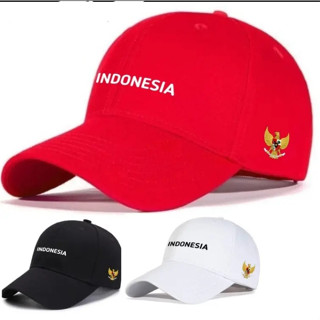 Garuda INDONESIA DISTRO หมวกสีแดงและสีขาว รุ่นใหม่ เท่  นําเข้าจากเย็บปักถักร้อย