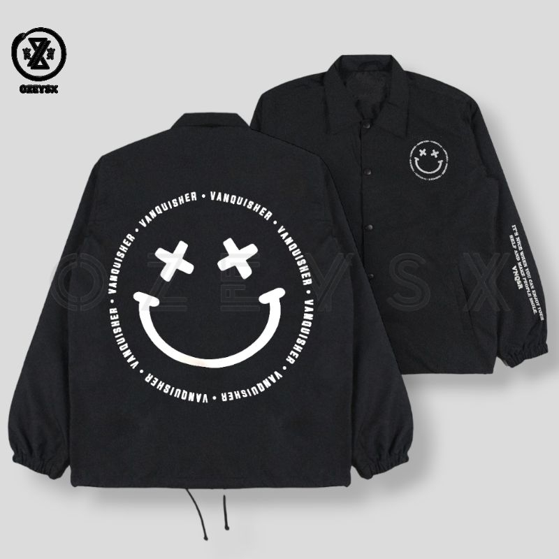 Lokal Coach Jacket Smile Emoji Round Men Women Adult Limited Edition - เสื้อแจ็คเก็ตร่มชูชีพแบรนด์ท้องถิ่นล่าสุด - เสื้อแจ็คเก็ตผู้ใหญ่กันน้ําน่ารัก
