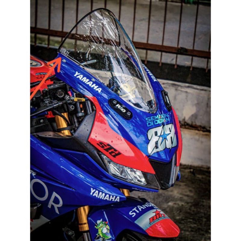 WINDSHIELD R15 SPORTY TYPE V3 & V4 เต็ม Jenong, TebaL 3MM + รายการยาง Visor r15
