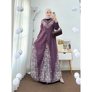 gamis rayon semi twill gamis batik cap / cetak gamis rayon terbaru
